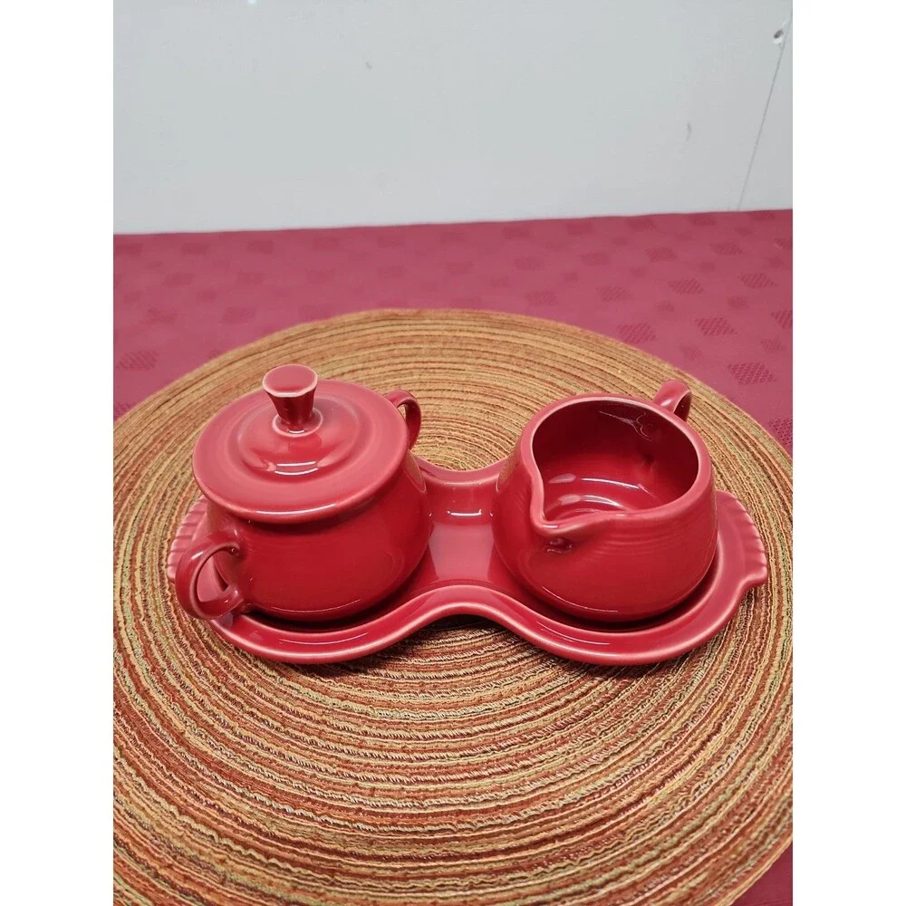 Fiesta Scarlet Creamer And Sugar Set  Homer Laughlin  2005 Complete Made In USA